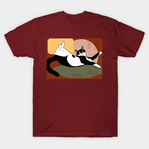 Cute Tuxedo cat want a belly rub  Copyright TeAnne T-Shirt by TeAnne